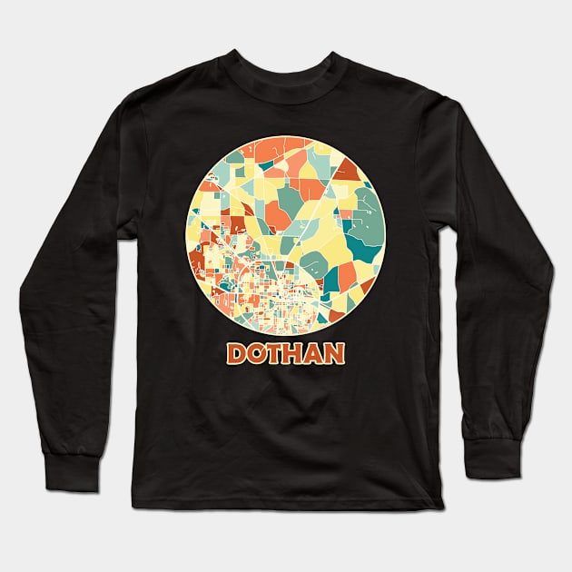 Dothan Alabama map in mozaique colors Long Sleeve T-Shirt by SerenityByAlex